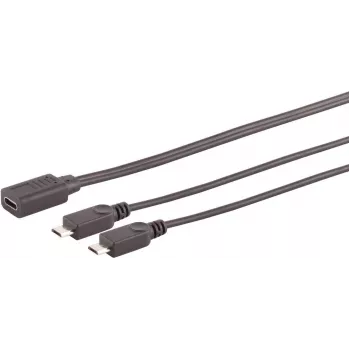 SHIVERPEAKS S/CONN maximum connectivity USB-C emane - 2x USB Micro-B isane Y-jaotur-adapterkaabel, USB 2.0, 0,3m, must 13-20021