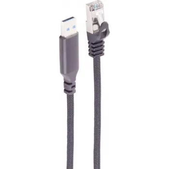 SHIVERPEAKS USB-A - RJ45 gigabitise Etherneti adapterkaabel, alumiinium, must, 3m BS14-52045
