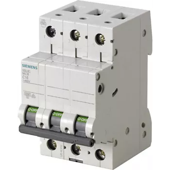 Siemens 5SL6340-7 3-pooluseline 40 A 400 V C-karakteristikuga miniatuurne kaitselüliti, 6 kA katkestusvõime, DIN-liinile kinnitatav