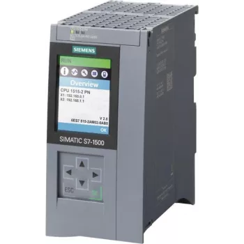 Siemens SIMATIC S7-1500 CPU 1515-2 PN, 500 KB programmimälu, 3 MB andmemälu, 2 PROFINET liidest, 3-pordiline lüliti, 24 V DC 6ES75152AM020AB0