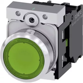 Siemens SIRIUS ACT 3SU1152-0AB40-1BA0 surunupp, lame aktuaator, roheline, metallist kõrgläikiv esirõngas, 22mm, 1NO, kruviklemm, IP66/67/69K