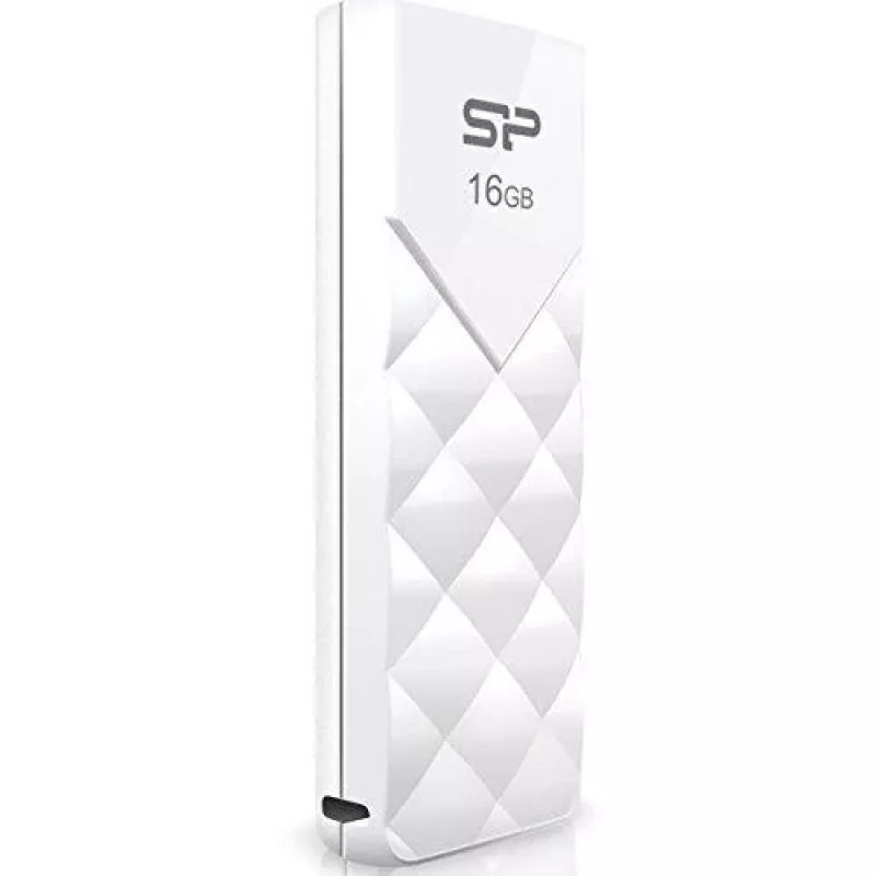 Silicon Power 16GB USB 2.0 mälupulk, sissetõmmatava korgita disain, valge