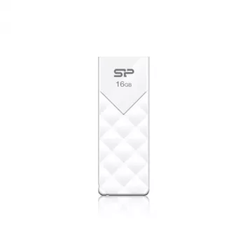 Silicon Power 16GB USB 2.0 mälupulk, sissetõmmatava korgita disain, valge