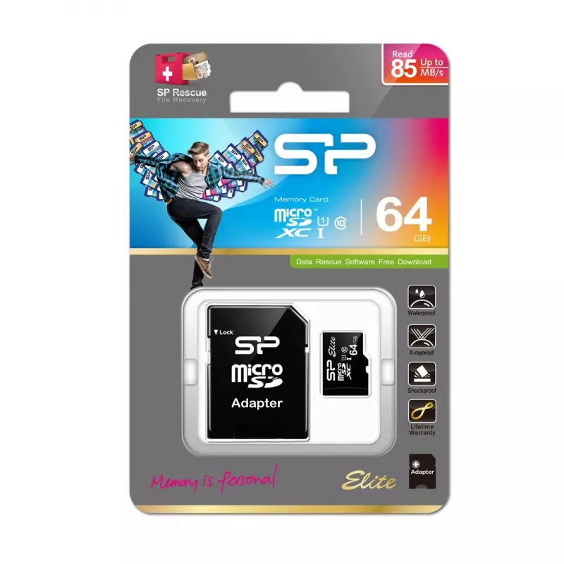 Silicon Power 64GB microSDXC UHS-I Class 10 U1 V10 mälukaart