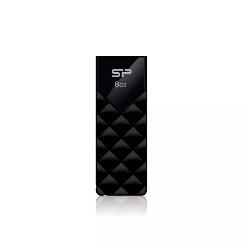 Silicon Power SP008GBUF2U03V1K 8GB USB 3.2 Gen 1 Sissetõmmatava pistikuga mälupulk, must