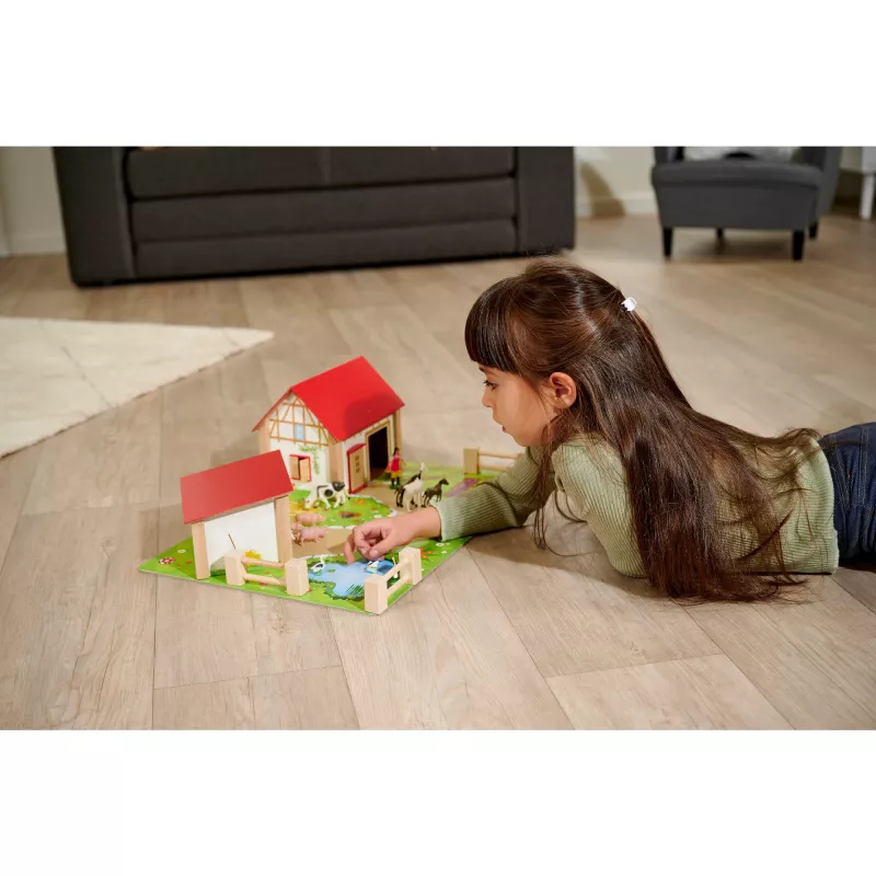 SIMBA-DICKIE Farm with Accessories – Suur talumängukomplekt koos aidaga, talliga, talunikuga, loomade ja söötmisvahenditega lastele vanuses 3-8