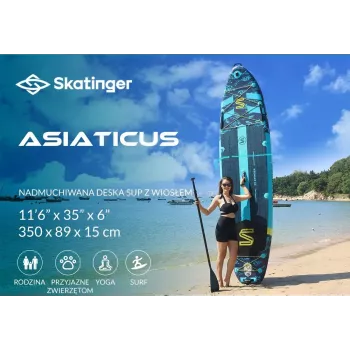 SKT ASIATICUS täispuhutav SUP-laud 350x89x15 cm jooga