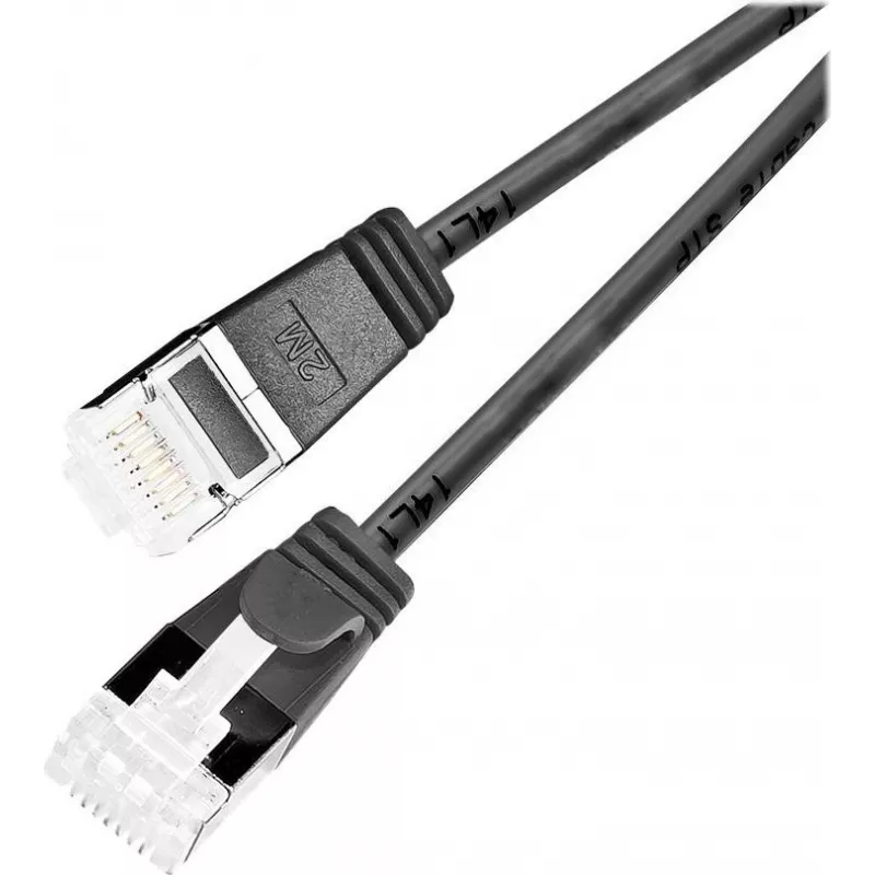 Wirewin Light Patch Cable ümmargune U/FTP Cat 6a must 0,5m õhuke painduv PoE (PKW-LIGHT-STP-K6A 0.5 SW)