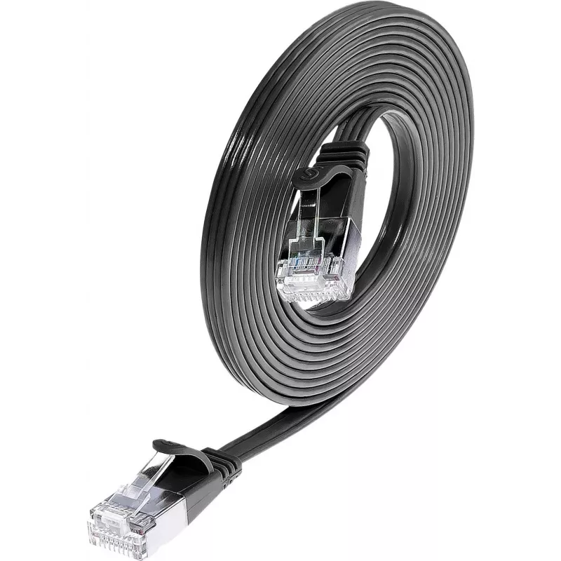 Wirewin Triotronik PKW-STP-SLIM-KAT6 5.0 SW Cat6 U/FTP õhuke Ethernet-paigalduskaabel, RJ45 isane-Isane, 5m, must
