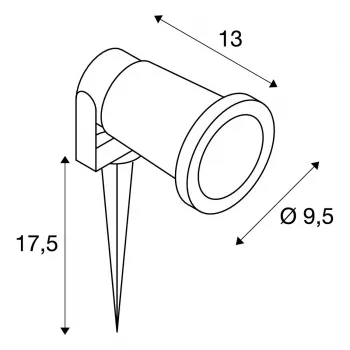 SLV Nautilus Spike aiaprožektor 227410 GU10 IP65 maapiigiga ja 1,5m kaabliga, must