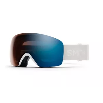Smith Skyline suusaprillid ChromaPop fotokroomse läätsega, White Vapor raamiga ja Blue Sensor Mirror läätsedega
