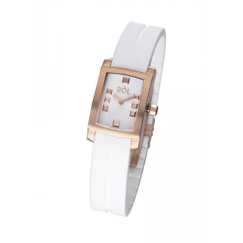 SOL WATCH WOMAN 10011/3 23mm Kvarts Analoog Roostevabast Terasest Korpuse Nahast Rihma Valge Sihtnumbri Must Rihm