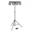 Soundsation 4LEDKIT-PARTY2 4-in-1 LED-valgustuskomplekt Derby, PAR, Strobe, Laser, Statiiv, IR-pult ja Jalaluhtimispult