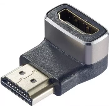 SpeaKa Professional SP-11306836 HDMI-adapter 8K 60Hz 4K 120Hz 90° allapoole suunatud isane-pesa must hõbedane