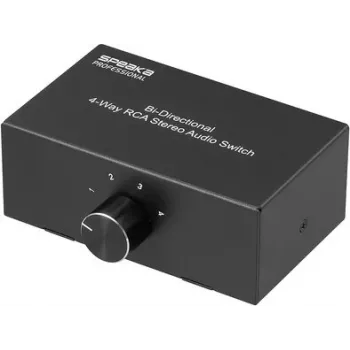 SpeaKa Professional SP-AS-500 4-porti Cinch audio lüliti kahesuunaline metallkorpus