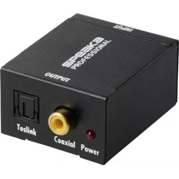 SpeaKa Professional SP-ATDAC-100 analoog-digitaalne helimuundur RCA Toslink & koaksiaal 24-bit/48kHz must SP-13904368