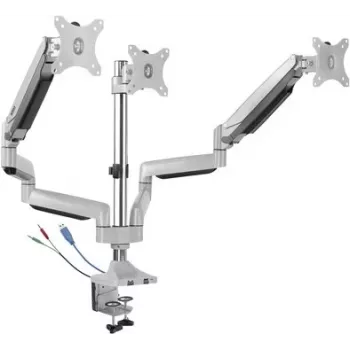 SpeaKa Professional SP-MM-940 kolme monitori lauakinnitus 13–32-tollistele ekraanidele, gaasvedru kõrguse reguleerimine, integreeritud USB 3.0 ja helipordid, kallutamine/pööramine/keeramine, must SP-10924816