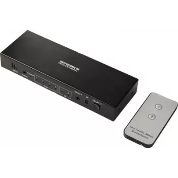 SpeaKa Professional SP-SWAP-500 2-pordiline HDMI KVM maatrikslüliti heliga, 4K UHD, USB 2.0 jaotur, metall, must SP-13904372