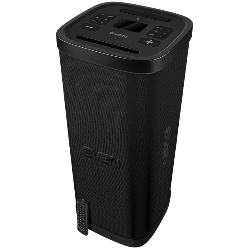 Kõlar Party Box SVEN PS-1250, must (300W, TWS, IPx4, Bluetooth, FM, USB, microSD, LED-ekraan, 13500mAh)