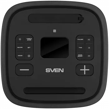 Kõlar Party Box SVEN PS-1250, must (300W, TWS, IPx4, Bluetooth, FM, USB, microSD, LED-ekraan, 13500mAh)