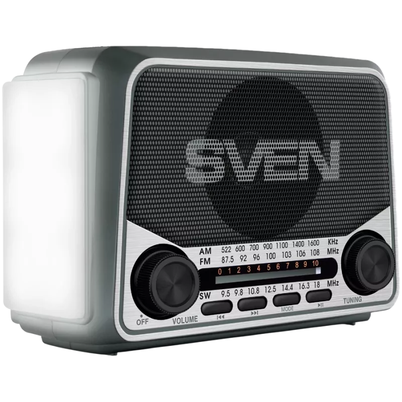 Kõlar SVEN SRP-150, hall (3W, Bluetooth, FM/AM/SW, USB, microSD, taskulamp, aku)