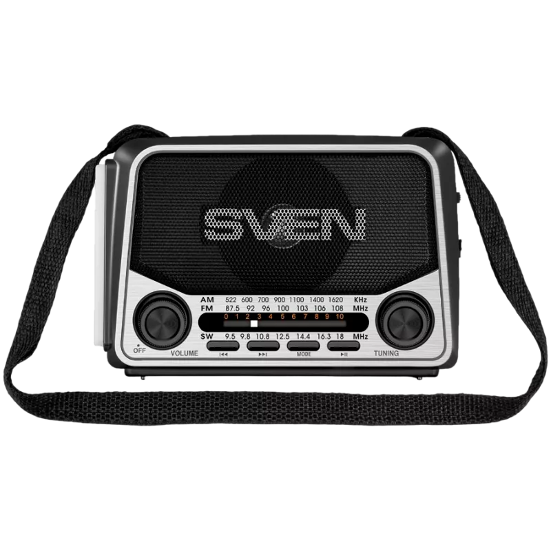 Kõlar SVEN SRP-150, hall (3W, Bluetooth, FM/AM/SW, USB, microSD, taskulamp, aku)