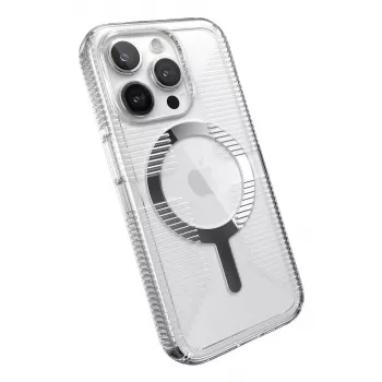 Speck Gemshell Grip + MagSafe iPhone 15 Pro jaoks (Läbipaistev / Kroomviimistlus)