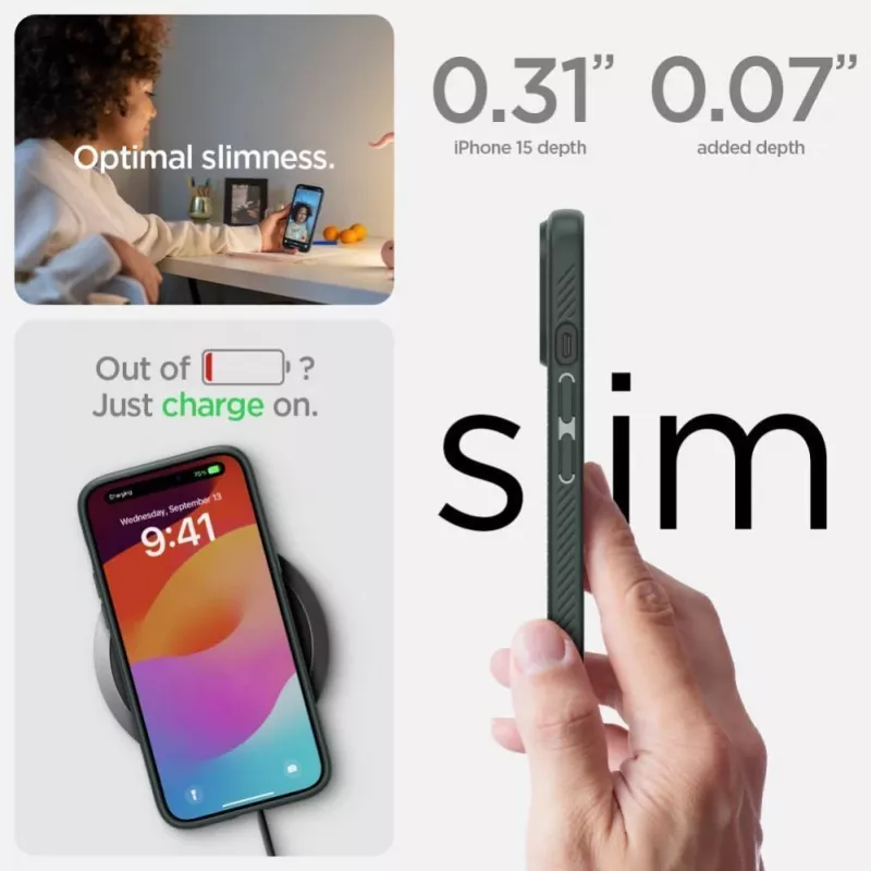 Spigen Liquid Air Case for iPhone 15 - Abyss Green