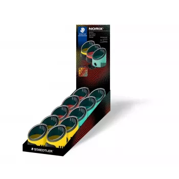 STAEDTLER NORIS ühe august teritaja, ümmargune, erinevad värvid, kuni 8,2 mm pliiatsitele, 23° nurk, 1 tk (516 001)