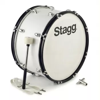 Stagg MABD-2010 20 inch Marching Bass Drum with Carrier and Beater, White