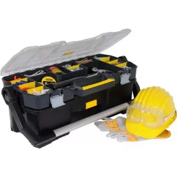 STANLEY 19 tööriistakast koos korraldajaga STST1-70317 – 30,5L löögikindel polüpropüleen, must/kollane