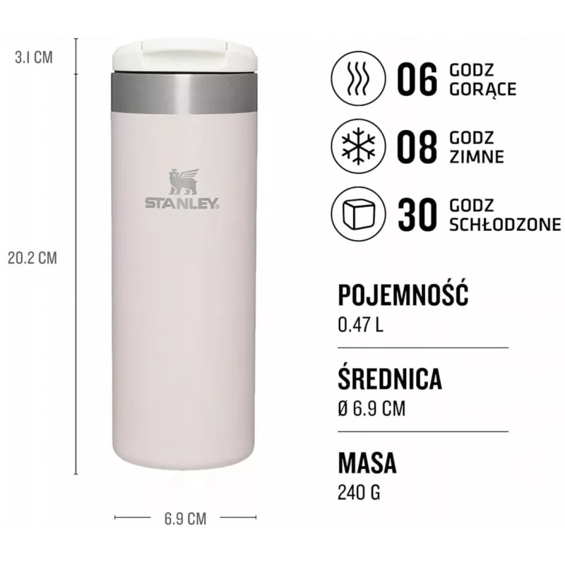 Stanley AeroLight Transit termokruus 0,47L rooskvarts metallik