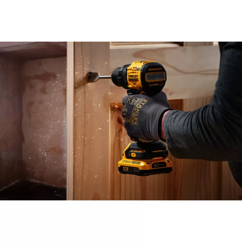 STANLEY Juhtmeta puur-keeraja (SFMCD714D1T-QW), 18 V (must/kollane, Li-Ion aku 2,0 Ah, Pro-Stack komplektikarp)
