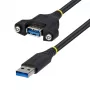 StarTech.com 2 m USB 3.0 Type-A pikenduskaabel, isane kuni emane paneelikinnitusega (USBPNLAFAM2M)
