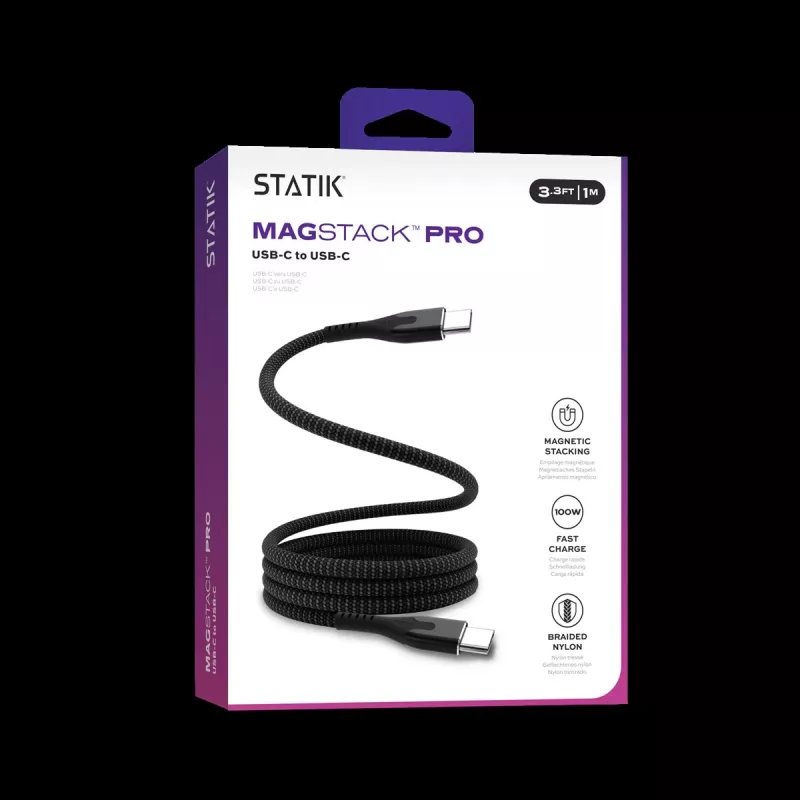 STATIK MagStack Pro Magnetic Cable USB-C to USB-C 1m Black