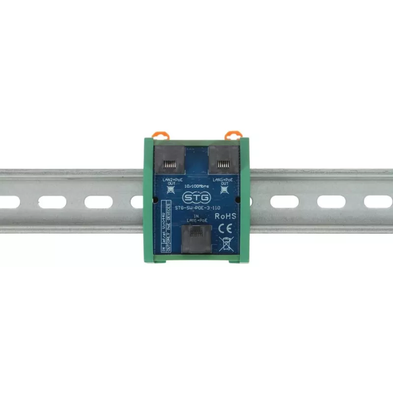 STG STG-SW-POE-3-110 PoE kommutaator / pikendaja, 2 PoE porti + 1 üleslink, 10/100 Mbps