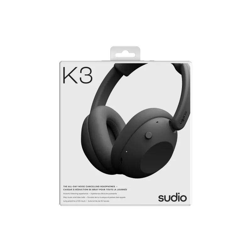 Sudio K3 juhtmevabad kõrvaklapid üle kõrva, hübriid-ANC, Bluetooth 5.3, 60h aku, Ink Black