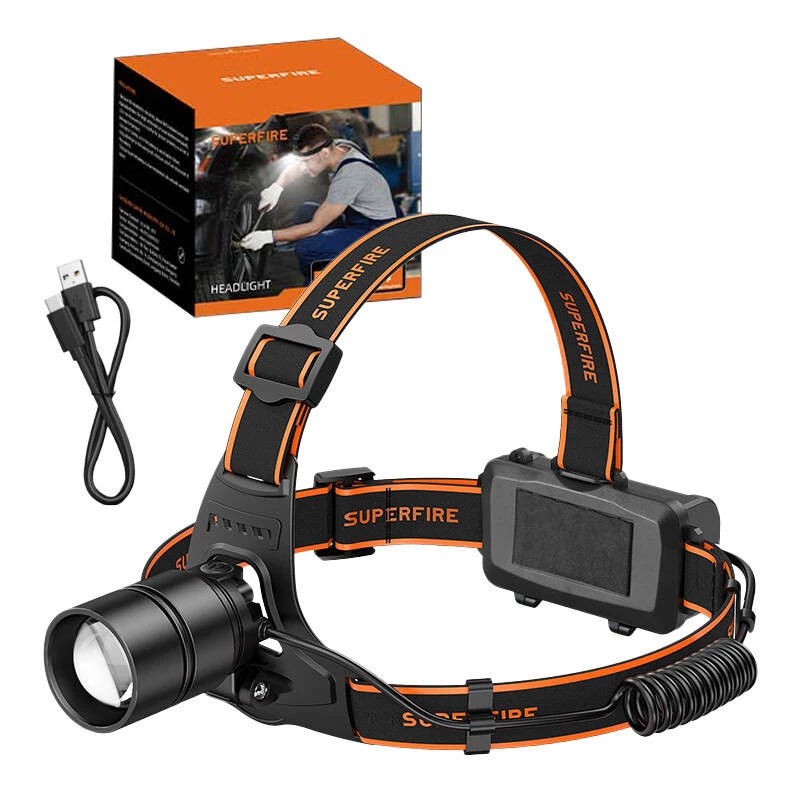 Superfire HL71 Pealamp, 500 lm, USB, 5 režiimi
