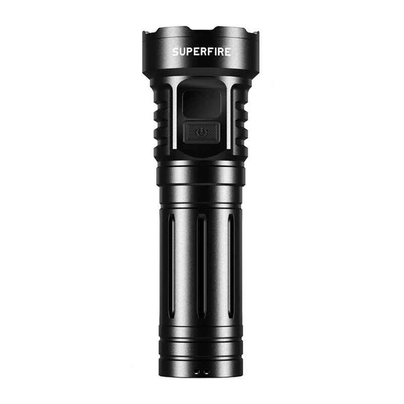 Superfire L24 USB-C laetav LED-taskilamp, 2500 luumenit, 500 m valgusvihk, IP44, must