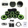 SUPRIMO Roll Up Drum Pad – 9-padjaline kaasaskantav elektrooniline trummi komplekt pedaalide, USB MIDI ja sisseehitatud kõlaritega, must