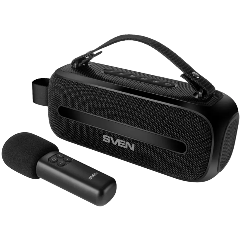 SVEN PS-255 kõlar, must (12W, Bluetooth, FM, USB, karaokemikrofon, 3600mAh)