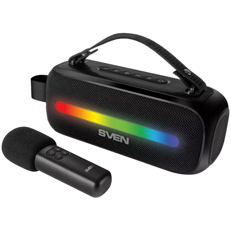 SVEN PS-255 kõlar, must (12W, Bluetooth, FM, USB, karaokemikrofon, 3600mAh)