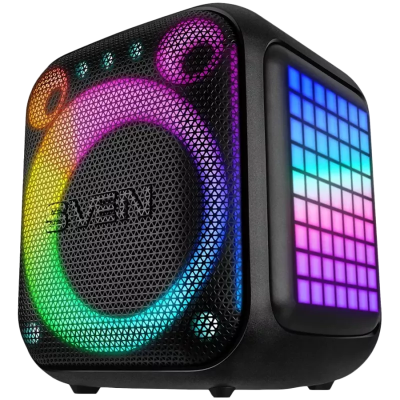 SVEN PS-880 Kaasaskantav Bluetooth-kõlar, 110W RMS, TWS, FM, USB, microSD, LED-ekraan, Liitiumaku, Must