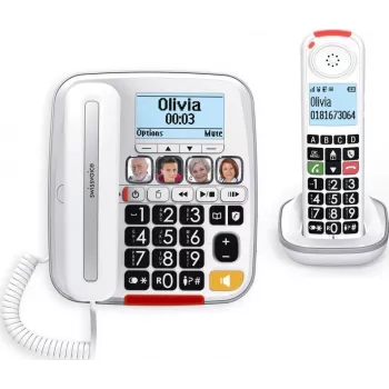 Swissvoice Xtra 3355 DECT-juhtmevaba telefon automaatvastaja ja suurte klahvidega, valge