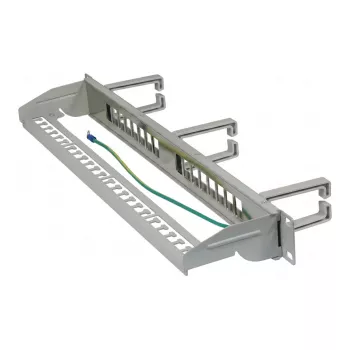 Synergy21 Keystone Patch Panel 19 inch 1U 16 Ports Light Grey with Cable Management Bar