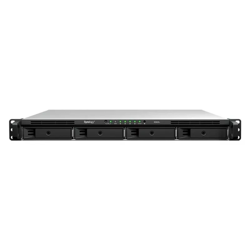 Synology RS826+ 1U Rackmount 4-kohaline NAS, AMD Ryzen V1500B, 4GB DDR4 ECC, 4x 1GbE, ilma ketasteta