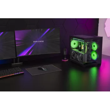 TACENS MARS MC-VIEW3 Micro-ATX korpus 3x ARGB ventilaatoriga, USB-C, karastatud klaas