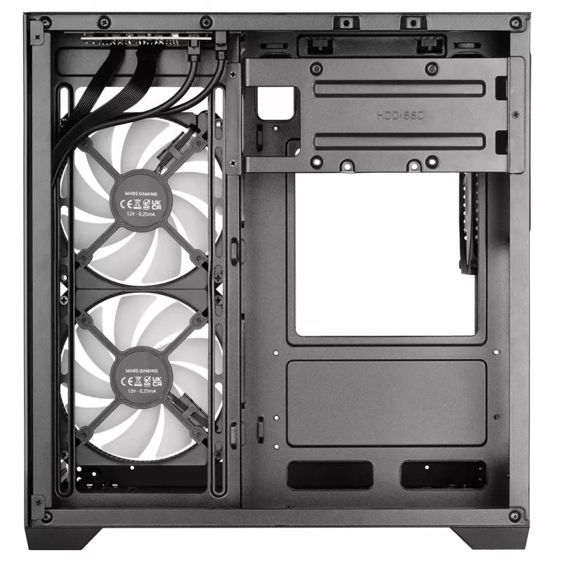 TACENS MARS MC-VIEW3 Micro-ATX korpus 3x ARGB ventilaatoriga, USB-C, karastatud klaas