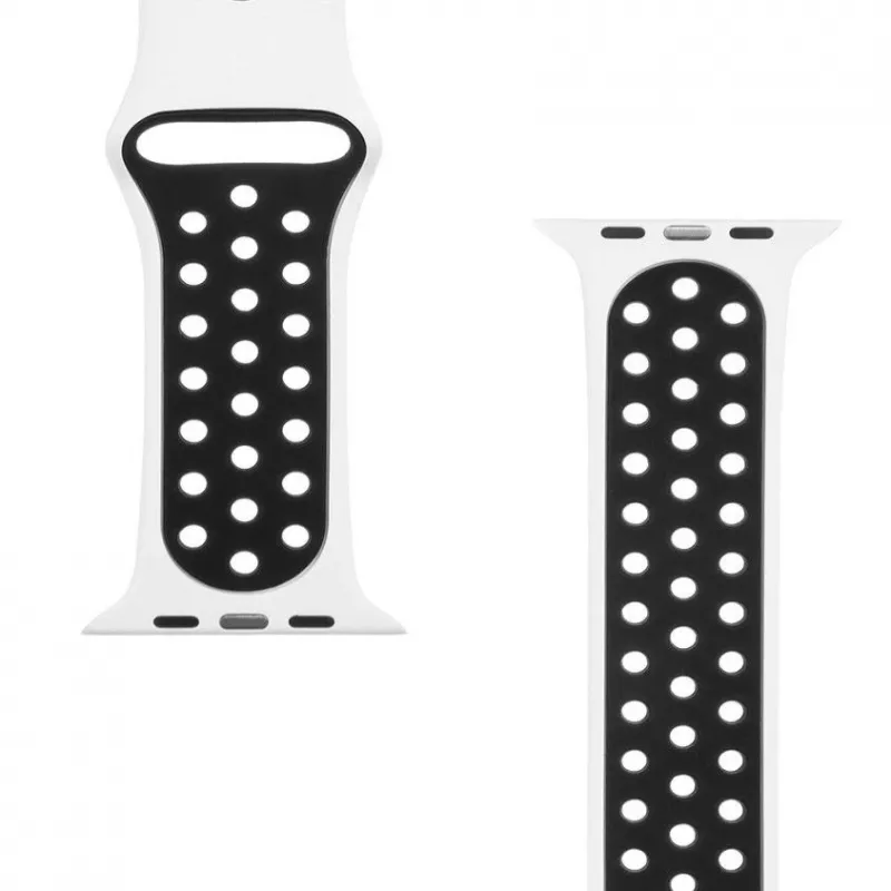 Taktikaline Apple Watch 42/44/45mm kahekordne silikoonrihm valge must