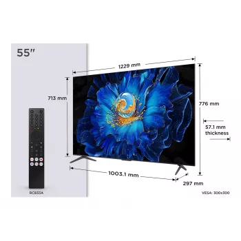TCL 55C69KS 55-tolline 4K Ultra HD QLED Smart TV Google TV, Dolby Vision, HDR10+, metallraamiga